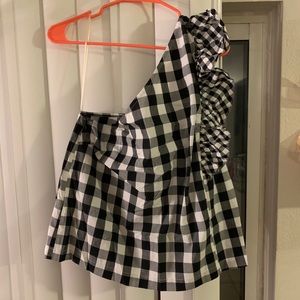 J.Crew One-Shoulder gingham top
